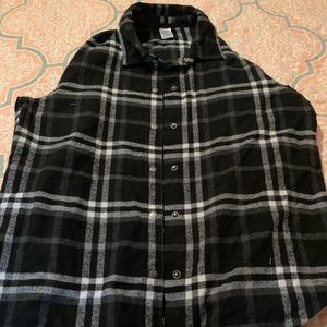 Plaid black, white, and grey button down